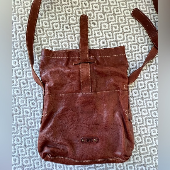 The Frye Company Artisan Foldover Crossbody Leather Bag/Purse. Cognac, Brown. - Picture 8 of 10